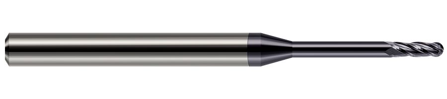 Picture of Harvey Tool 76835-C3 .035 Ball CarbideLG RCH EM-4 FL AlTiN End Mill Standard Flute Standard Helix Carbide AlTiN Single End Ball NoseBall